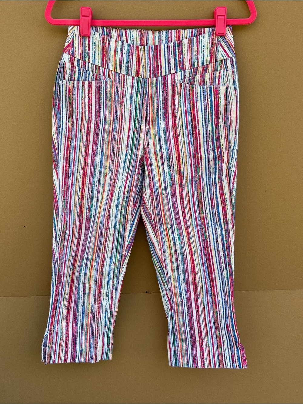 Westbounds Boho Eclectic Striped Pants Cropped Watercolor 6 Summer Vacation